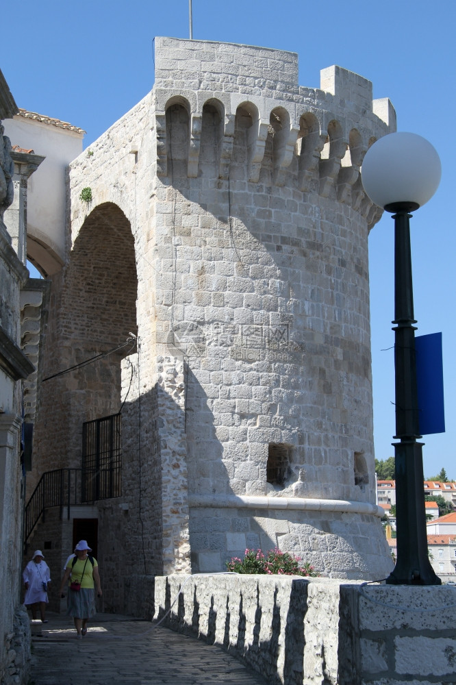 克罗地亚科尔舒拉城墙塔图片