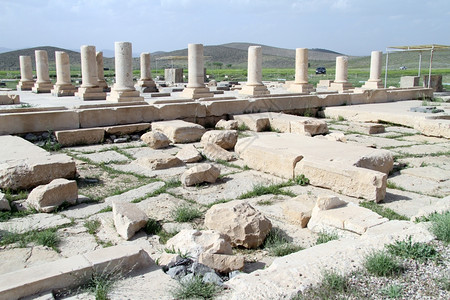 伊朗Pasargadae的柱和废墟图片