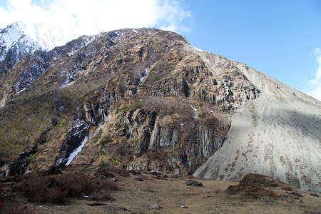 尼泊尔的冰河下雪山图片