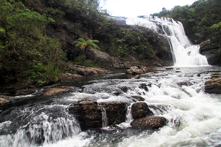 斯里兰卡霍顿平原公园瀑布背景图片