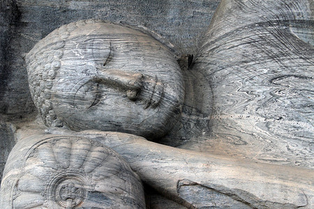 斯里兰卡波隆纳鲁瓦加尔维哈拉的卧佛头像图片