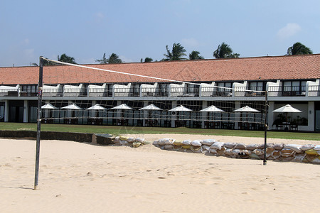 斯里兰卡宾托塔海滩旅馆附近的排球网背景图片