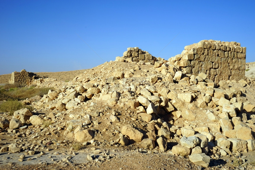 以色列朱迪亚沙漠MeizadTamar罗马堡垒的废墟图片