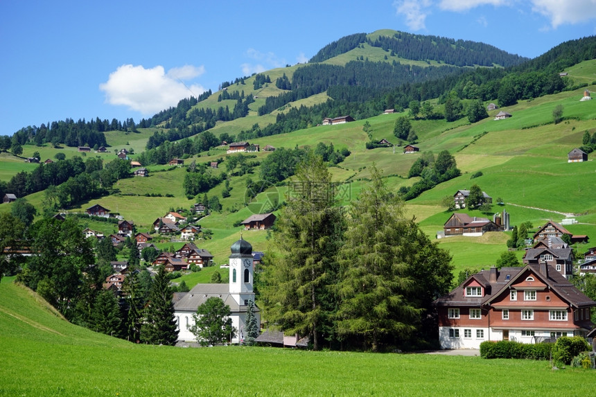 瑞士斯坦镇教堂和建筑图片