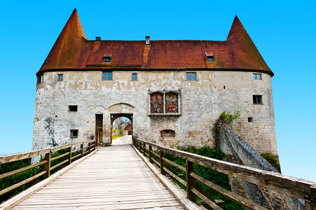 城堡法院巴伐利亚布尔豪森镇堡垒背景