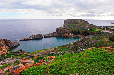 罗德斯岛典型的希腊海景罗得斯岛背景