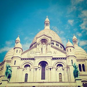 法国巴黎蒙马特圣心教堂法国巴黎Instagram效应图片