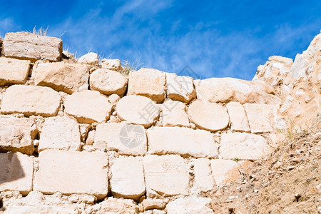 古代十字军约旦Kerak城堡内墙背景图片