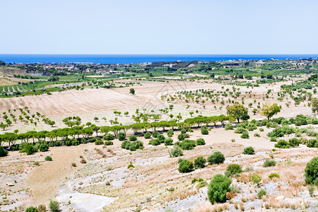 西里阿格根托附近地中海沿岸的农村观点图片