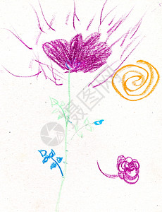 儿童绘画洋红花背景图片