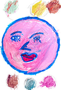 儿童画粉红圆脸图片