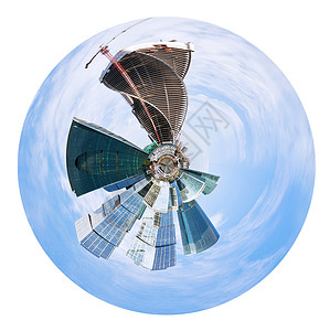 莫斯科城市建筑的球形全景孤立于白色背景图片