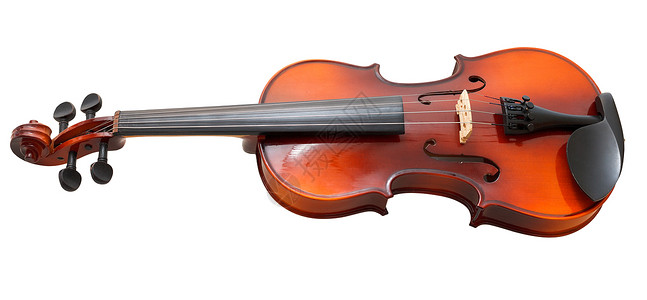 白色背景上孤立的典型木质小提琴背景图片