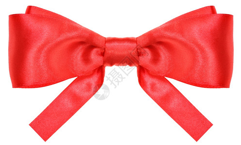 对称红丝绸结弓白底隔离平端图片