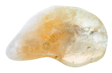 天然矿物石白底孤立的黄柑橘宝石图片