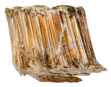 天然矿物石白色背景隔离的褐石棉岩图片