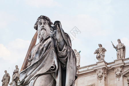 去意大利旅行圣保罗神像彼得广场梵蒂冈市的圣彼得罗图片