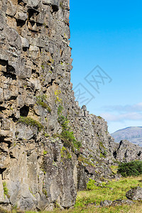 冰岛之旅秋天廷维利尔公园阿尔曼纳加断层的石墙图片