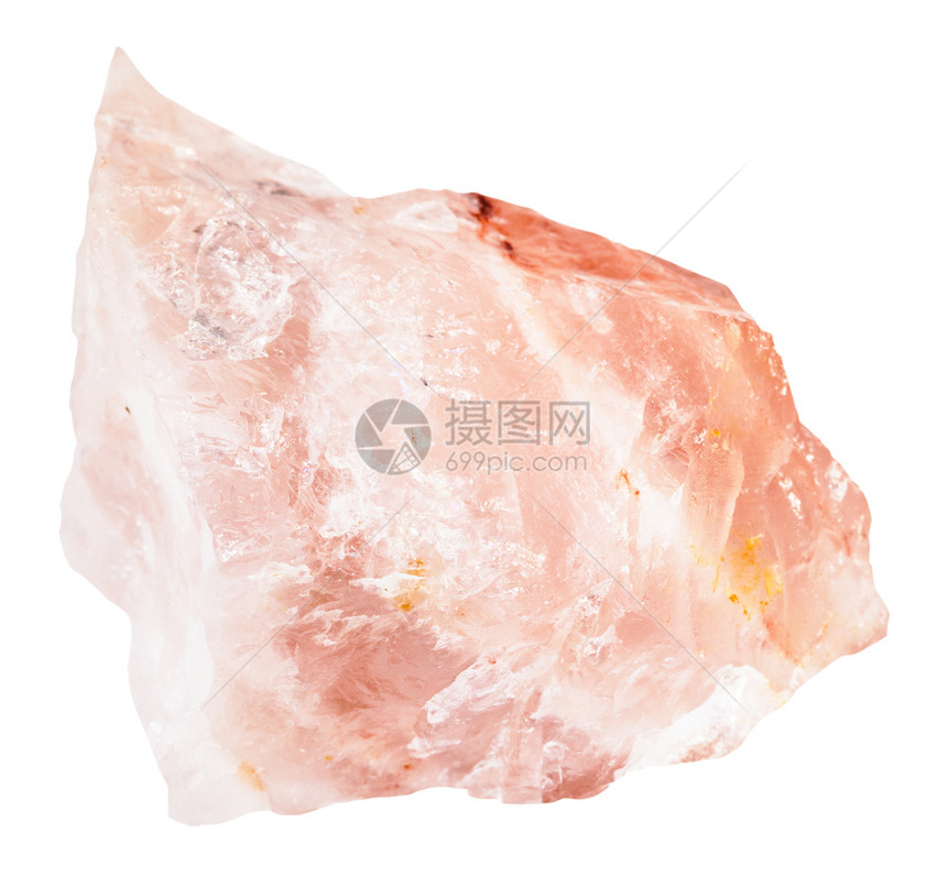 天然矿物岩石标本俄罗斯卡雷利亚KivGuba矿山白色背景所隔离的玫瑰石宝原晶体图片