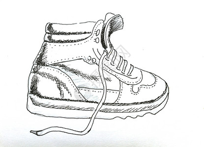 白纸上最初的鞋子绘画背景图片