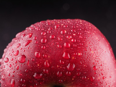 红苹果底暗背景带滴子的红苹果图片