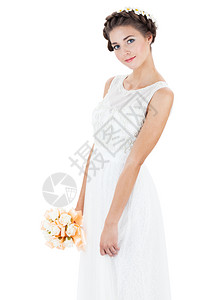 白色背景的美丽新娘背景图片