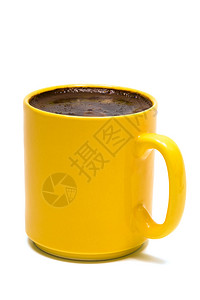 白色背景的咖啡中黄色杯子图片