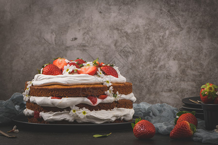 自制草莓奶油蛋糕图片