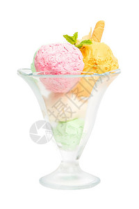 玻璃碗的冰淇淋球图片