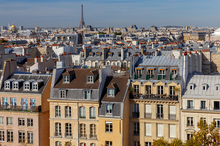 巴黎和埃菲尔铁塔的空中景象从阳光明媚的一天高度开始巴黎城市的空中景象图片