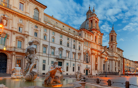 著名的纳沃广场在黎明罗马意大利纳沃广场背景图片