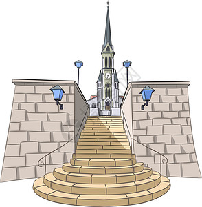 徐家汇天主教堂天主教堂的建筑插画