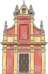 徐家汇天主教堂天主教堂和钟楼插画