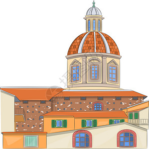 中世纪大教堂塞斯特圣弗雷德亚诺古石教堂插画