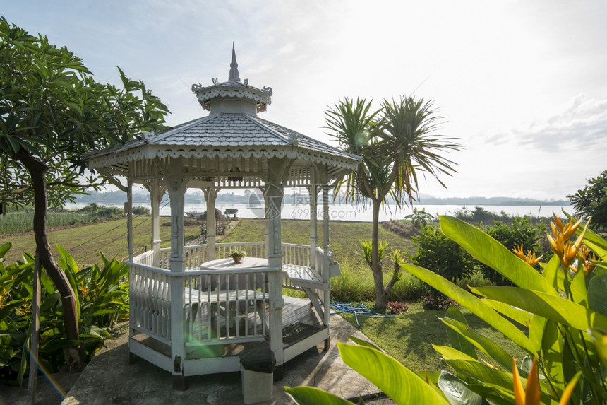 泰国北清莱市面山镇Mekong河边一个旅馆公园Pavillon和餐馆泰国2019年月清肖恩图片