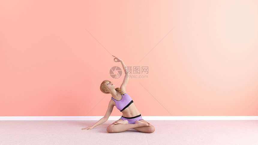 明星凝视伸展瑜伽姿势女示范概念明星凝视伸展瑜伽姿势图片
