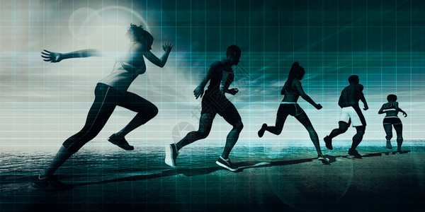 马拉松比赛的运动员跑步和训练图片