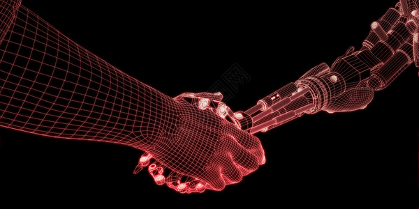 机器人与类之间握手技术伙伴关系图片