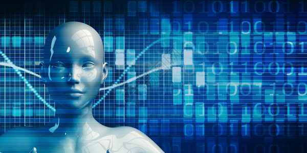 使用数据分析技术概念背景的女机器人使用数据分析技术的女机器人图片