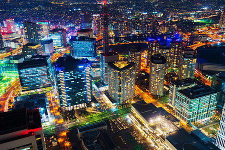 日本横滨市风景空中夜图片