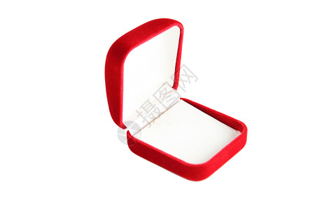 红色首饰盒孤立在白色背景背景图片