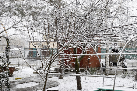 冬天来了雪花落到院子里了冬天来图片