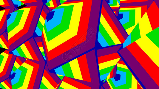 彩色条纹不同形状动画风格3D投影插图计算机生成背景彩色条纹不同形状3d化画风格计算机生成背景背景图片