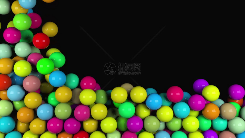 许多抽象彩闪的球落下3D将计算机生成的背景转换为3D许多抽象彩闪的球落下3D图片