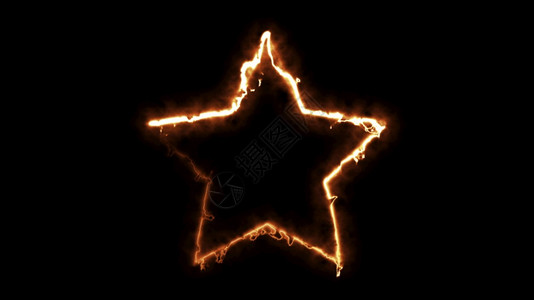 计算机生成了黑色背景的火能恒星3D抽象的火循环抽象的火循环图片