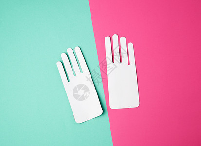 彩色背景上的手套两个空纸白模式背景图片