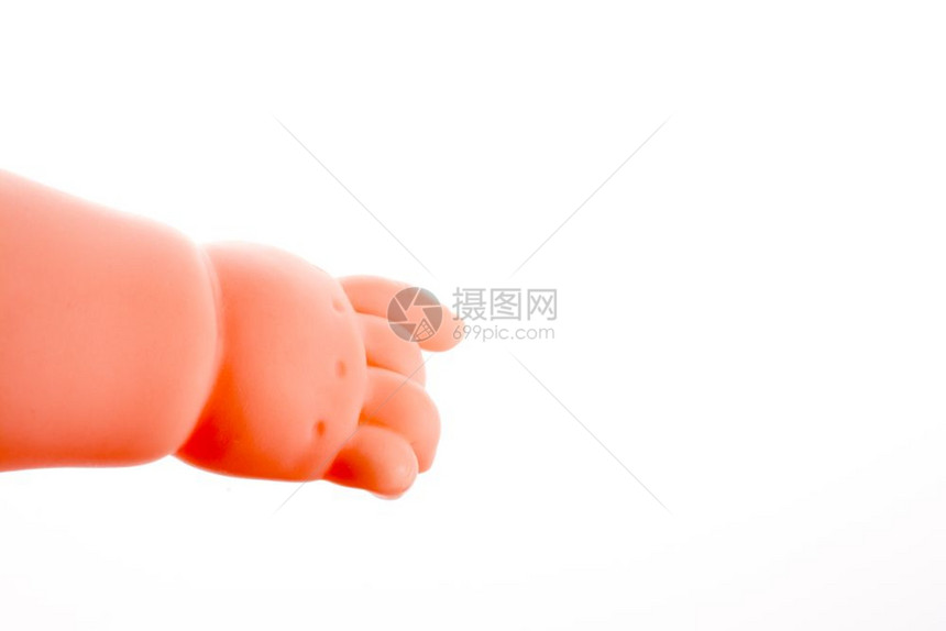 白色背景的婴儿娃腿图片