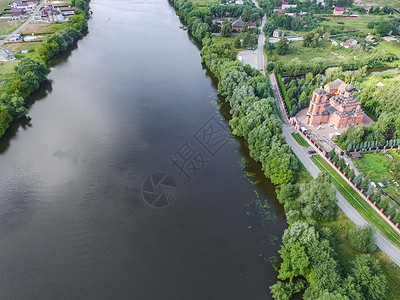 莫斯科河从上面看莫斯科郊区高清图片