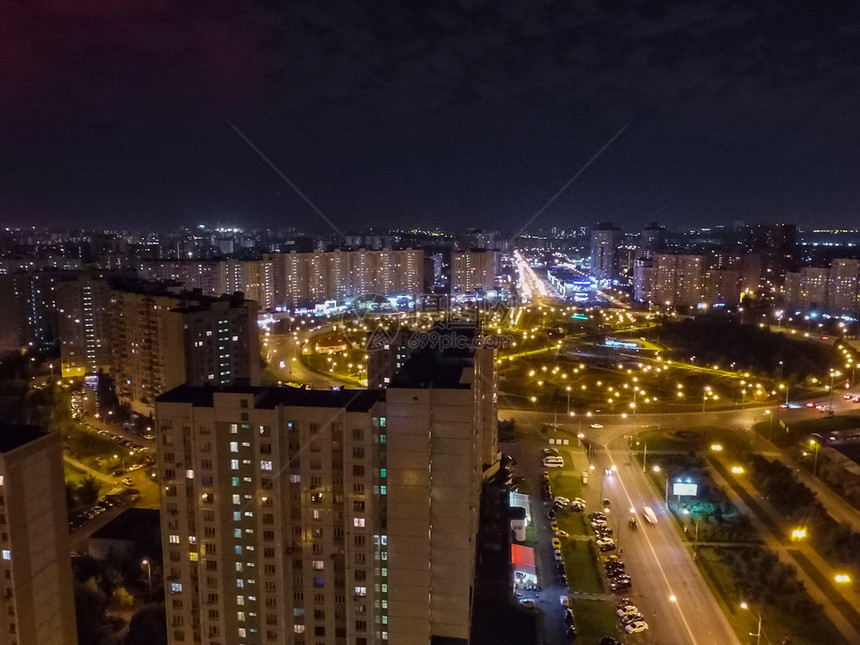 莫斯科市的顶端景色莫斯科之夜市的灯光图片