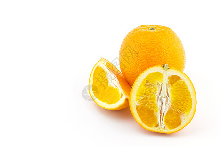 白底红橘子柑水果切片剪部分图片